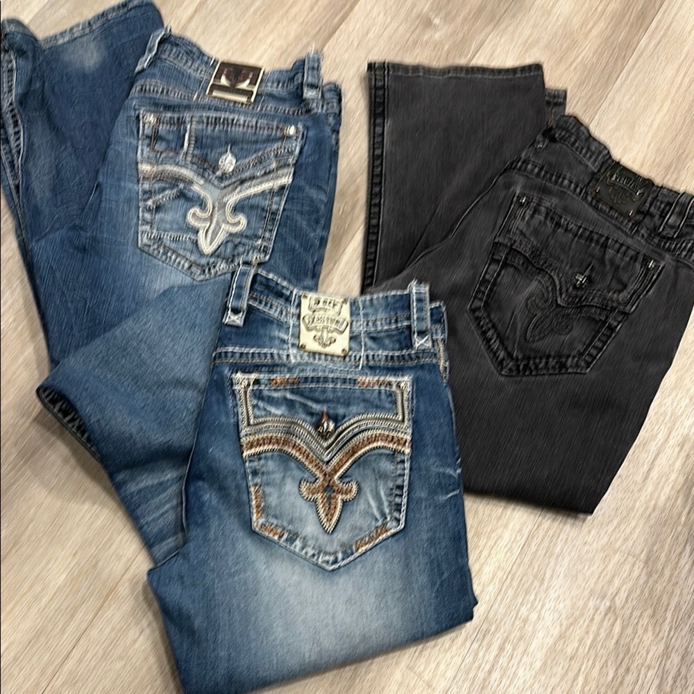 Rock Revival belt loop repair bundle Blue, Black Jeans size 40/31 men’s straight